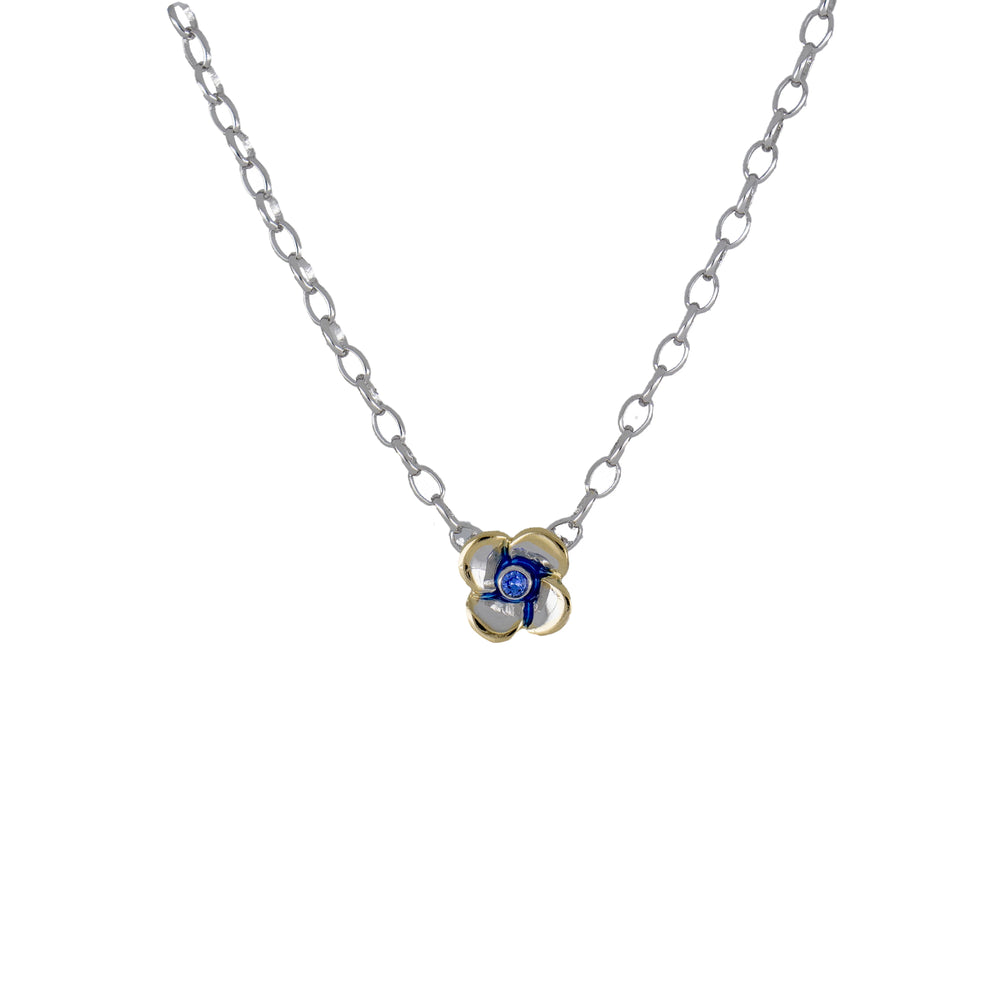 N5698-A224 Hydrangea Single Flower Pendant Necklace