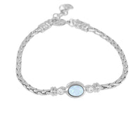 B5570-R6F0 Opalas do Mar Single Strand Blue Oval Opal CZ Bracelet - Rhodium