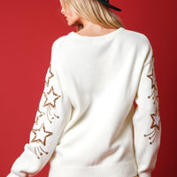 Off White Sequin Shooting Stars Sweater