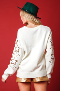 Off White Sequin Shooting Stars Sweater