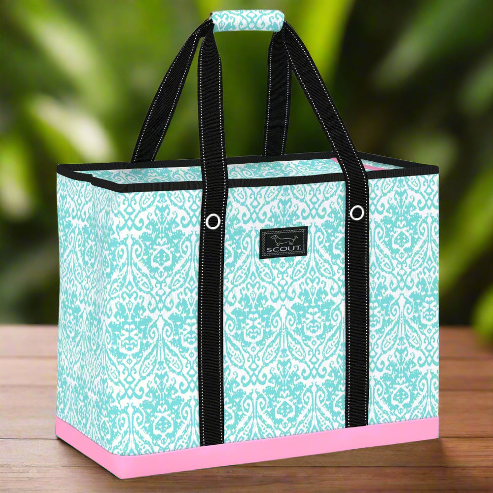 Extra-large, lightweight tote holds up to 60 lbs—perfect for travel, beach, storage & more. Folds flat, zips closed, and has reinforced straps.

scout 3 girls bag - Take Me To Turq
