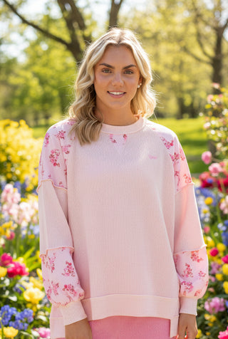 Corded Oversized Top - Pink Floral