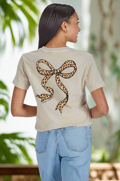Simply Southern Tee
Leopard Bow 
short sleeve tee
