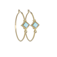 G5583-G6F0 Opalas do Mar Collection - Blue Diamond Opal Hoop Gold Earrings