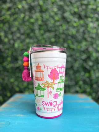 Party Cup 24oz - Pagoda Paradise
white tumbler with bright summer scene