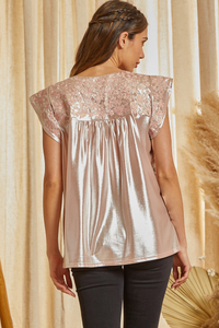 Rose Gold Embroidered Shimmery Top