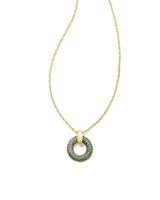 Mikki Pave Gold Pendant Necklace in Blue Green Ombre Mix
