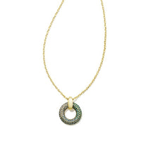 Mikki Pave Gold Pendant Necklace in Blue Green Ombre Mix