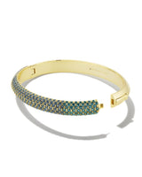 Mikki Pave Gold Bangle Bracelet in Green Blue Ombre Mix
