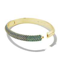 Mikki Pave Gold Bangle Bracelet in Green Blue Ombre Mix