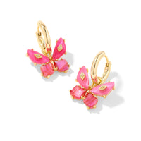 Bianca Butterfly Gold Pink Mix Huggie Earrings