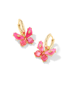 Bianca Butterfly Gold Pink Mix Huggie Earrings