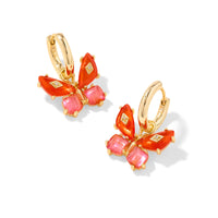 Bianca Butterfly Gold Orange Mix Huggie Earrings