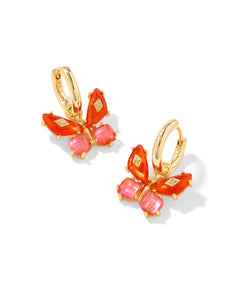 Bianca Butterfly Gold Orange Mix Huggie Earrings