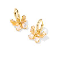Bianca Butterfly Gold Iridescent White Mix Huggie Earrings