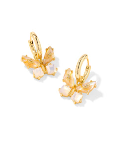 Bianca Butterfly Gold Iridescent White Mix Huggie Earrings