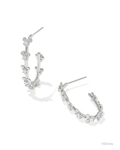 Disney | Kendra Scott Silver Mickey Mouse and Minnie Mouse Hoop in White Crystal