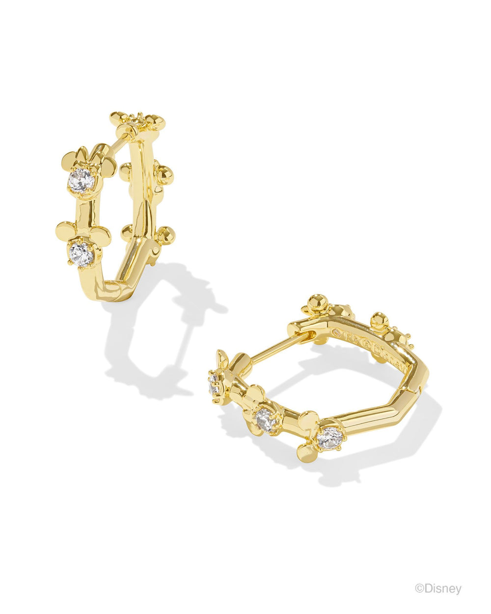 Disney | Kendra Scott Gold Mickey Mouse & Minnie Mouse Huggie Earrings in White Crystal
