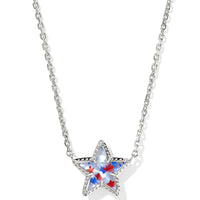 Cassidy Silver Red White Blue Star Illusion Short Pendant Necklace