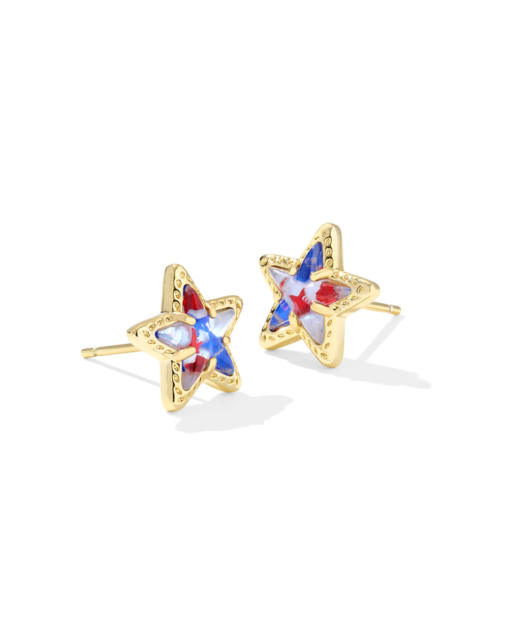 Cassidy Gold Stud Earring in Red White Blue Star Illusion