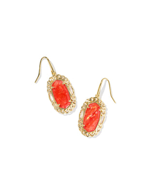 Dani Gold Papaya Iridescent Mother of Pearl Figaro Frame Earrings
