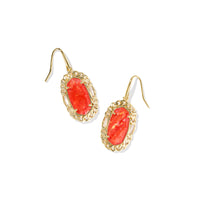 Dani Gold Papaya Iridescent Mother of Pearl Figaro Frame Earrings