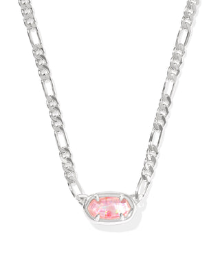 Elisa Silver Pink Iridescent Mother of Pearl Figaro Chain Necklace