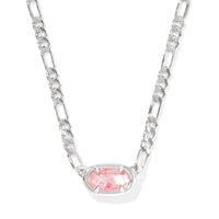 Elisa Silver Pink Iridescent Mother of Pearl Figaro Chain Necklace