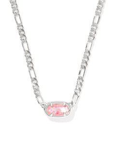 Elisa Silver Pink Iridescent Mother of Pearl Figaro Chain Necklace