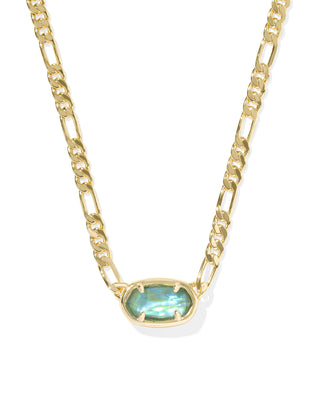 Elisa Gold Deep Aqua Illusion Figaro Chain Necklace