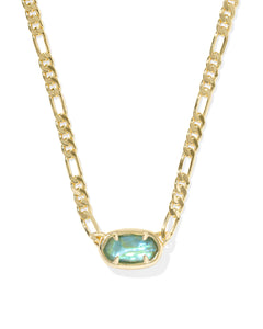 Elisa Gold Deep Aqua Illusion Figaro Chain Necklace