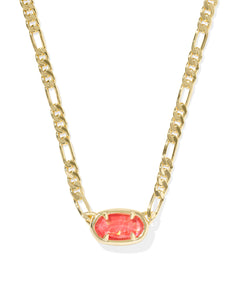 Elisa Gold Papaya Iridescent Mother of Pearl Figaro Chain Necklace