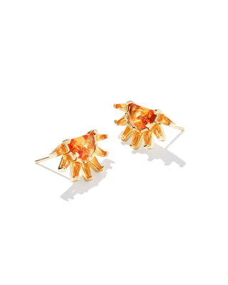Samantha Sun Gold Orange Glass Stud Earrings