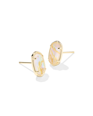 Grayson Gold Iridescent Abalone Stone Stud Earrings