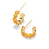 Cailin Gold Crystal Huggie Earrings in Golden Yellow Crystal