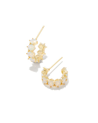 Cailin Gold Crystal Huggie Earrings in Iridescent Crystal