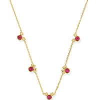 Disney | Kendra Scott Gold Mickey Mouse and Minnie Strand Necklace in Pink Crystal