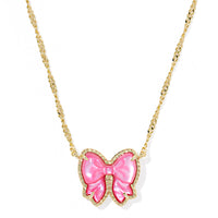 Haley Gold Bow Necklace Rose Violet MOP