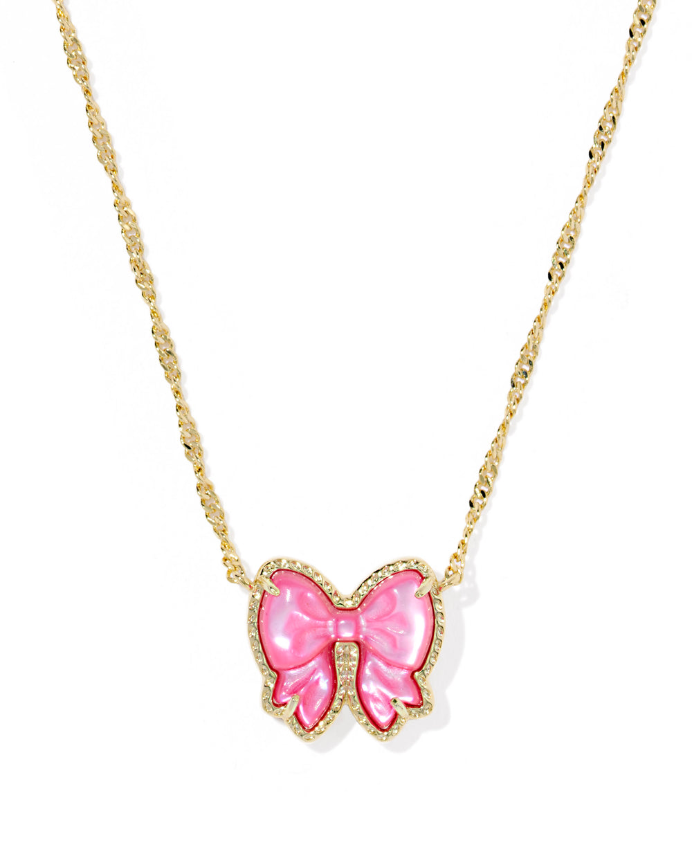 Haley Gold Bow Necklace Rose Violet MOP
