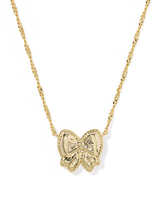 Haley Gold Bow Necklace Rose Violet MOP