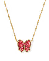 Haley Gold Bow Necklace Scarlet Red MOP
