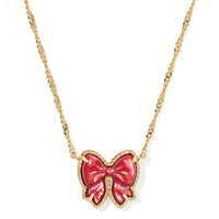 Haley Gold Bow Necklace Scarlet Red MOP