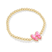 Haley Gold Bow Stretch Bracelet Rose Violet MOP