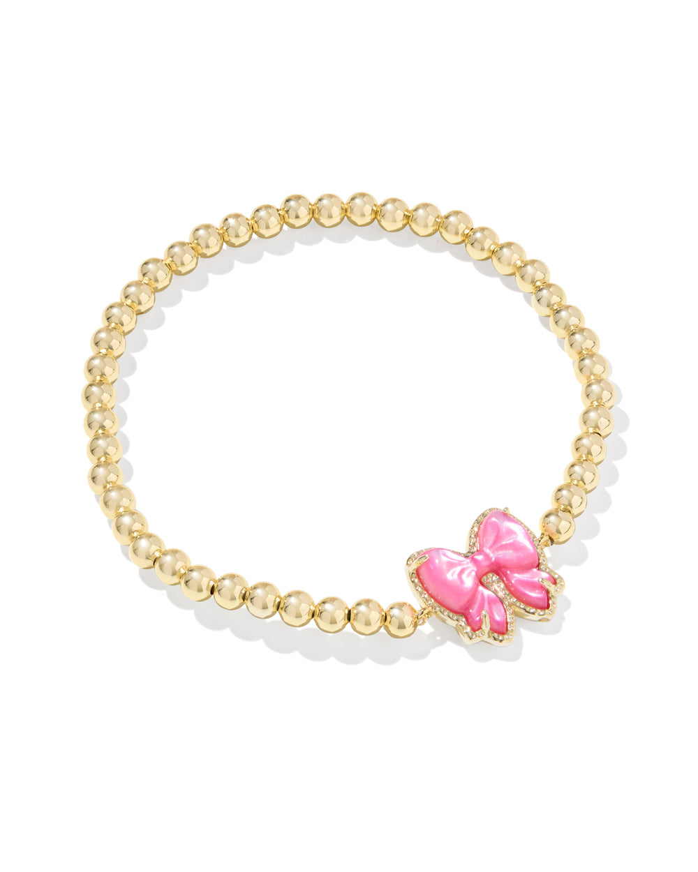 Haley Gold Bow Stretch Bracelet Rose Violet MOP