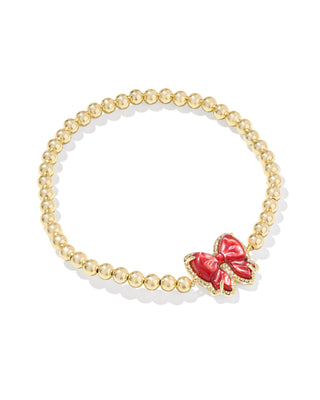 Haley Gold Bow Stretch Bracelet Scarlett Red