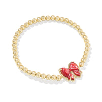 Haley Gold Bow Stretch Bracelet Scarlett Red