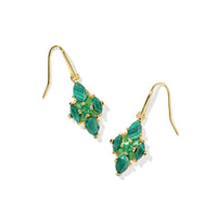 Abbie Gold Crystal Drop Earrings in Green Mix
