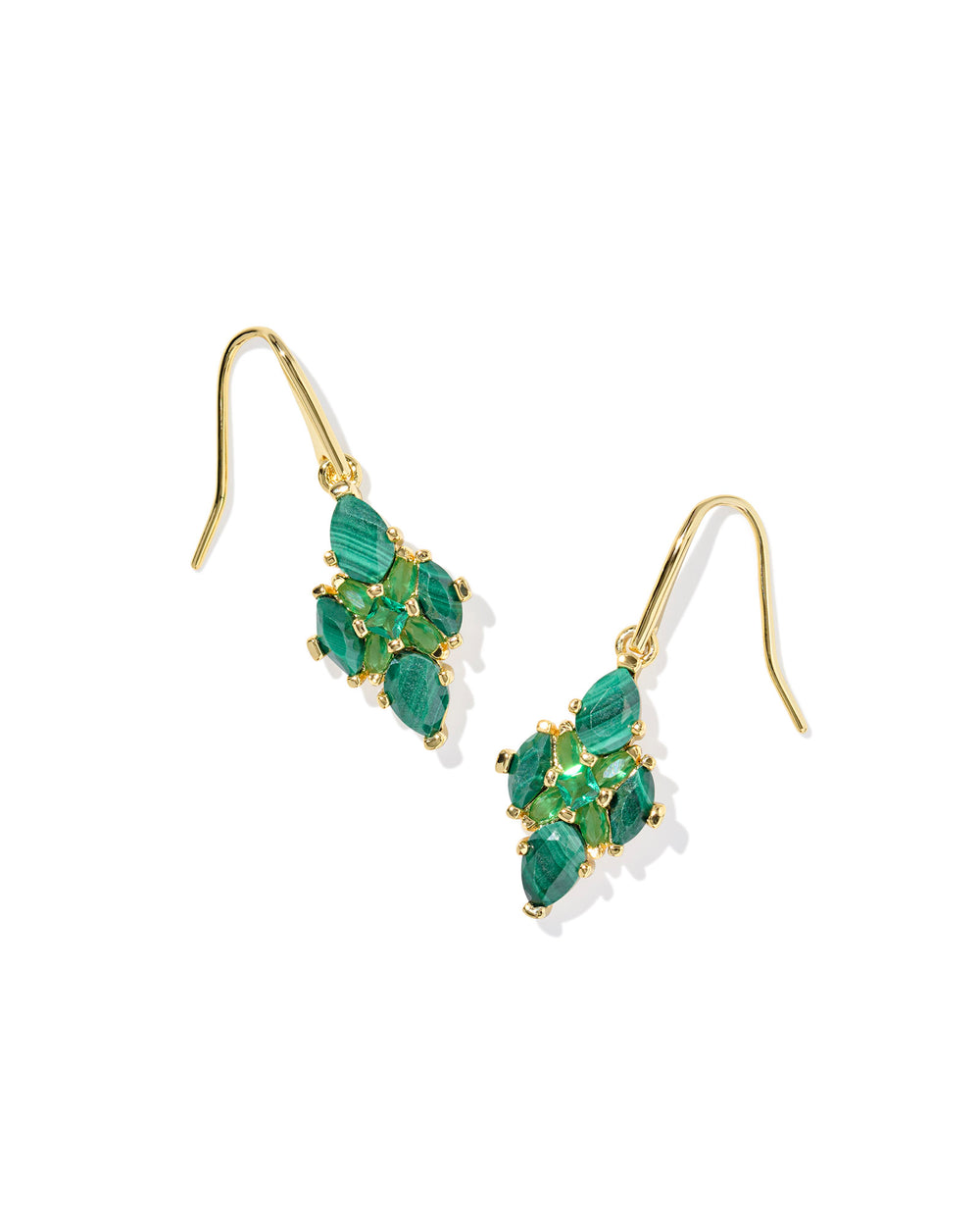Abbie Gold Crystal Drop Earrings in Green Mix
