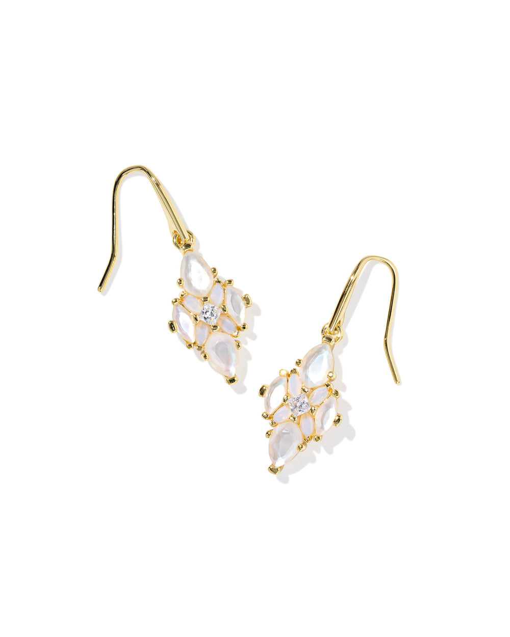 Abbie Gold Crystal Drop Earrings in Neutral Mix