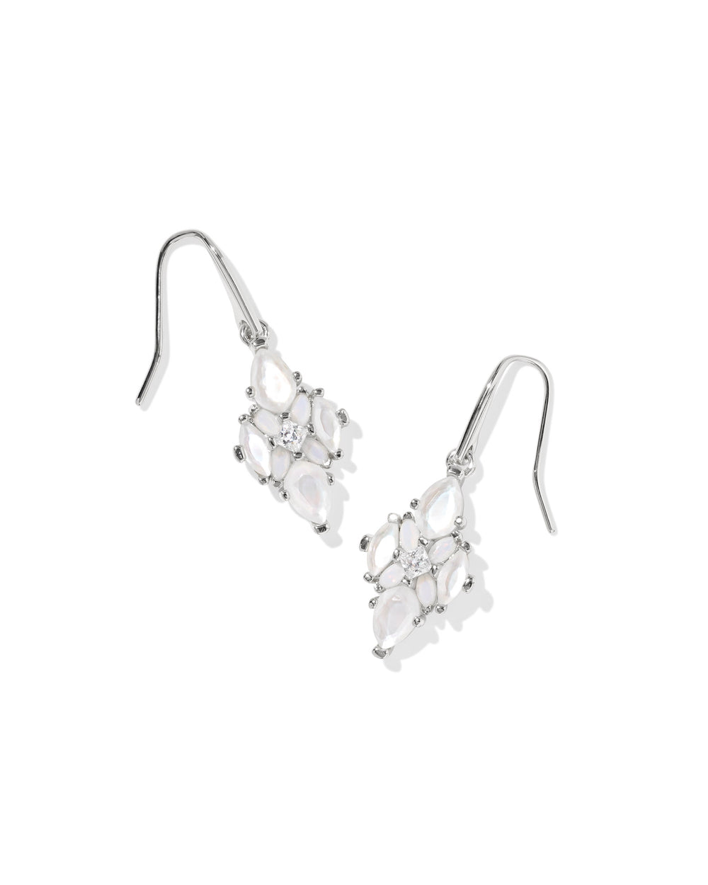 Abbie Silver Crystal Drop Earrings in Neutral Mix